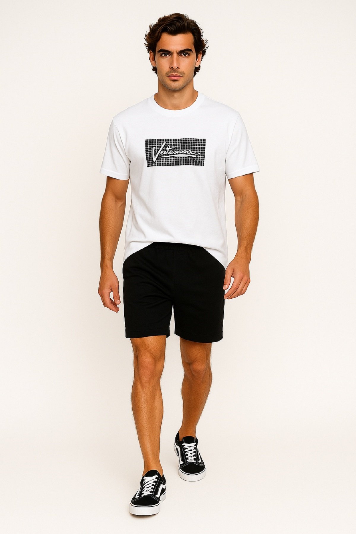 Erkek Bisiklet Yaka Silim Fit Yazı Kabartmalı %100 Pamuk T-Shirt