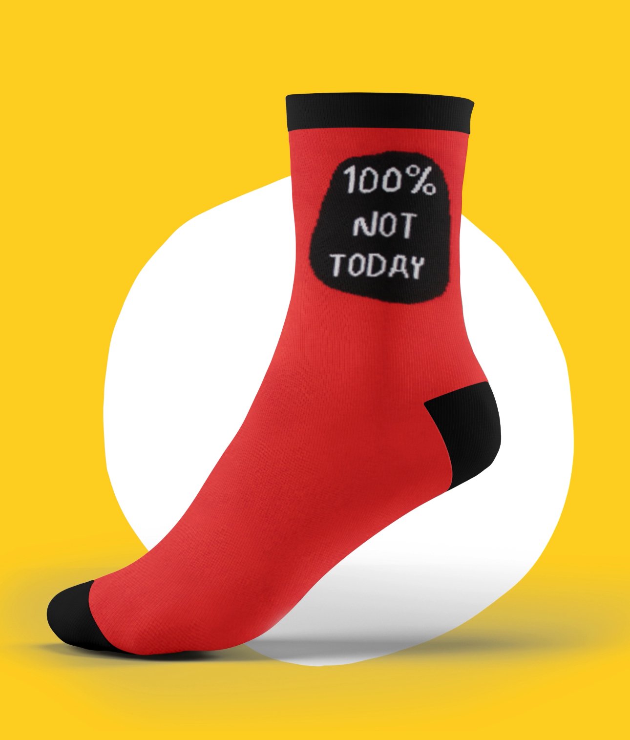 100% Not Today Yazılı Kırmızı Renkli Unisex Çorap