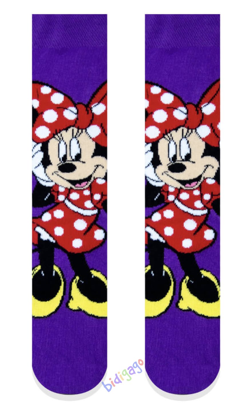 Minnie Mouse Desenli Renkli Kolej Çorap