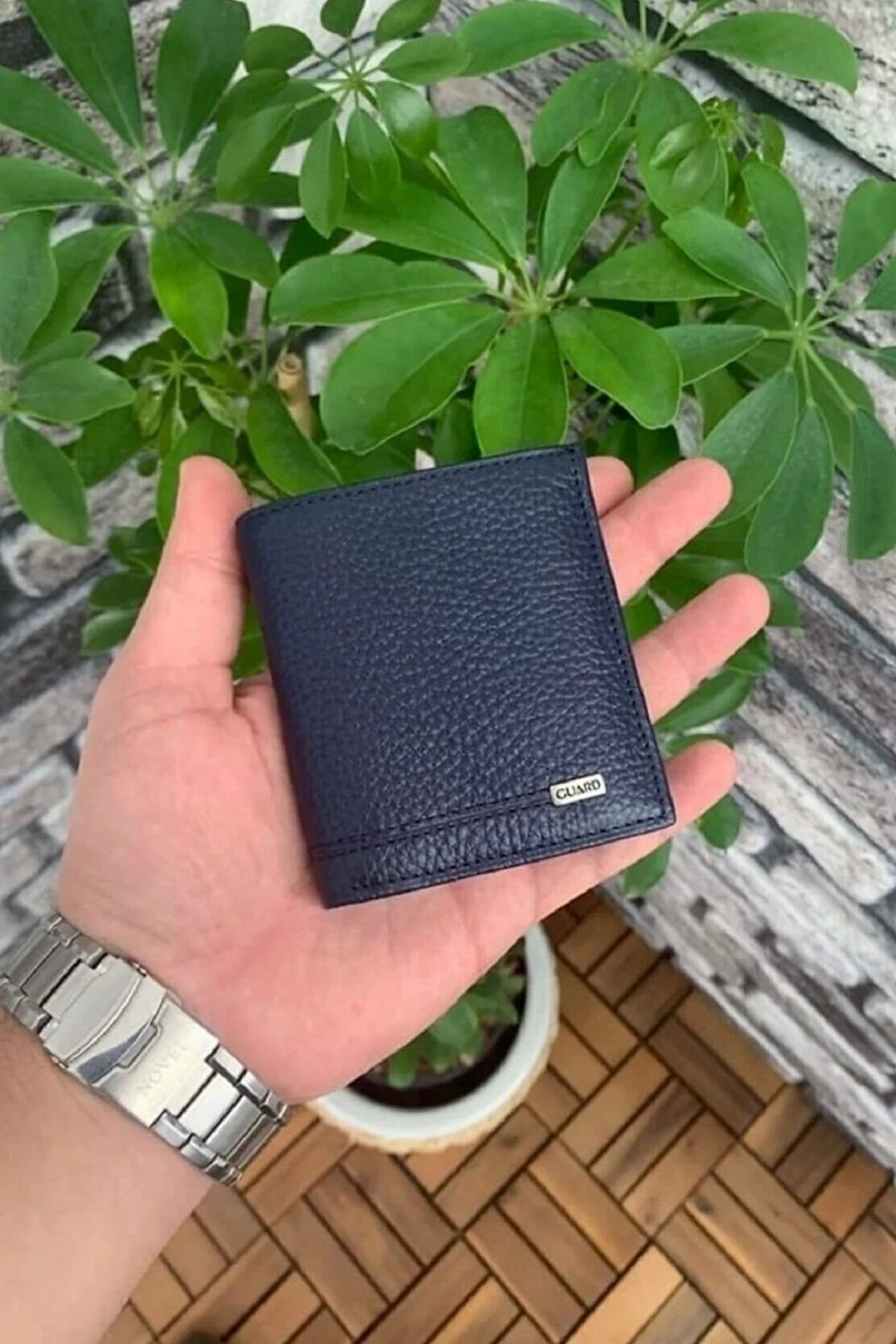 Hakiki Deri Lacivert Çok Bölmeli Mini Erkek Cüzdanı (T865)