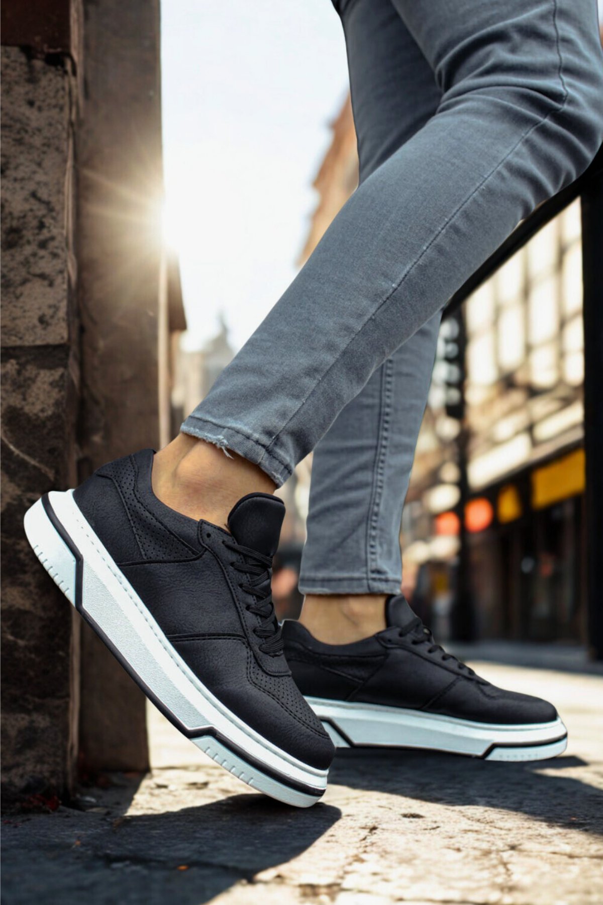 Erkek Sneaker Ayakkabı Siyah/Beyaz MN075