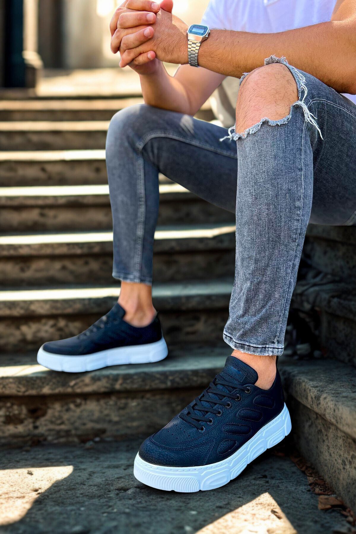 Erkek Sneaker Ayakkabı Siyah/Beyaz MN105