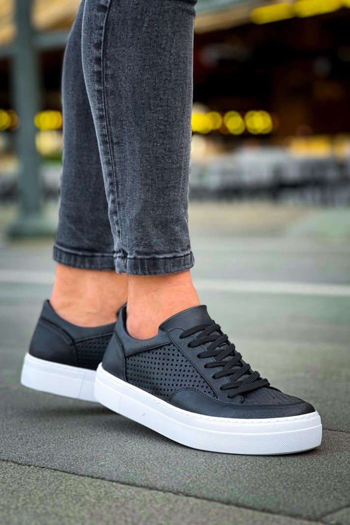 Erkek Siyah/Beyaz Sneaker Ayakkabı MN015
