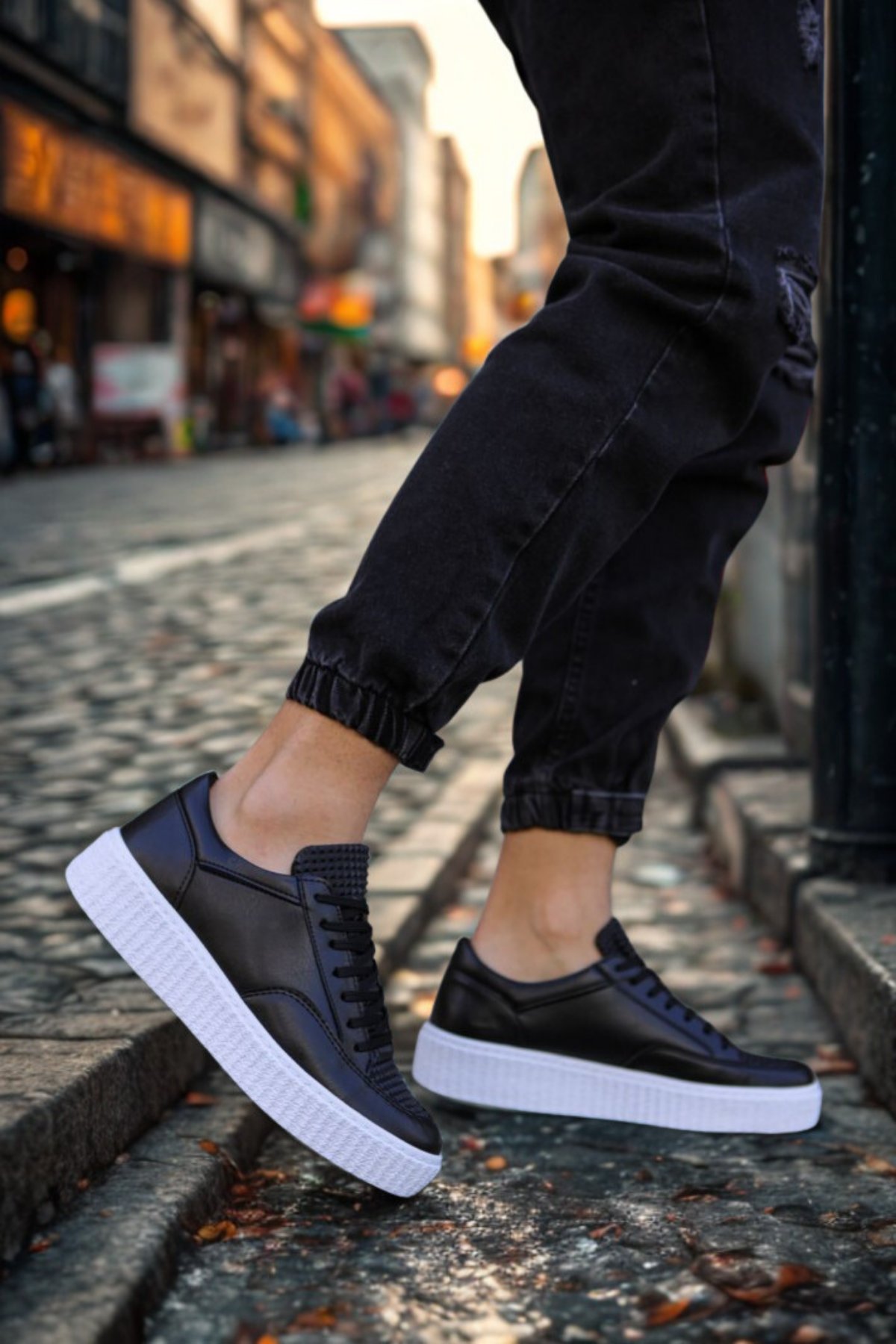 Erkek Sneaker Ayakkabı Siyah/Beyaz MN017
