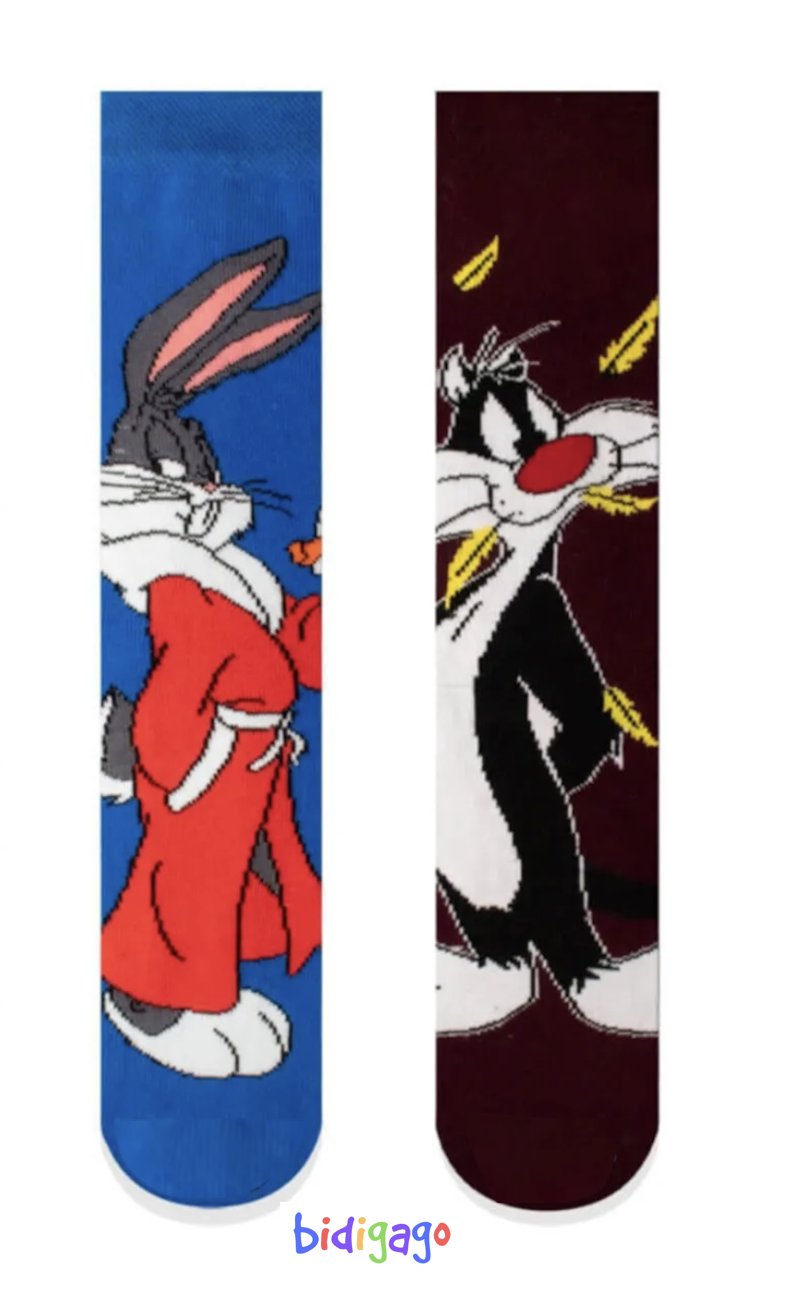 2'li Bugs Bunny ve Sylvester Desenli Çocuk Soket Çorap