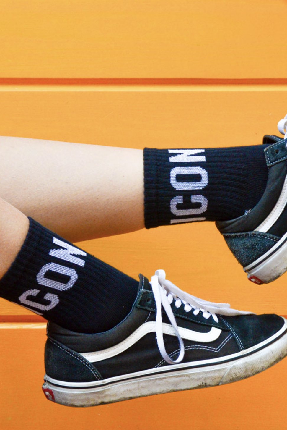 ICON Yazılı Siyah Atletik Unisex Çorap