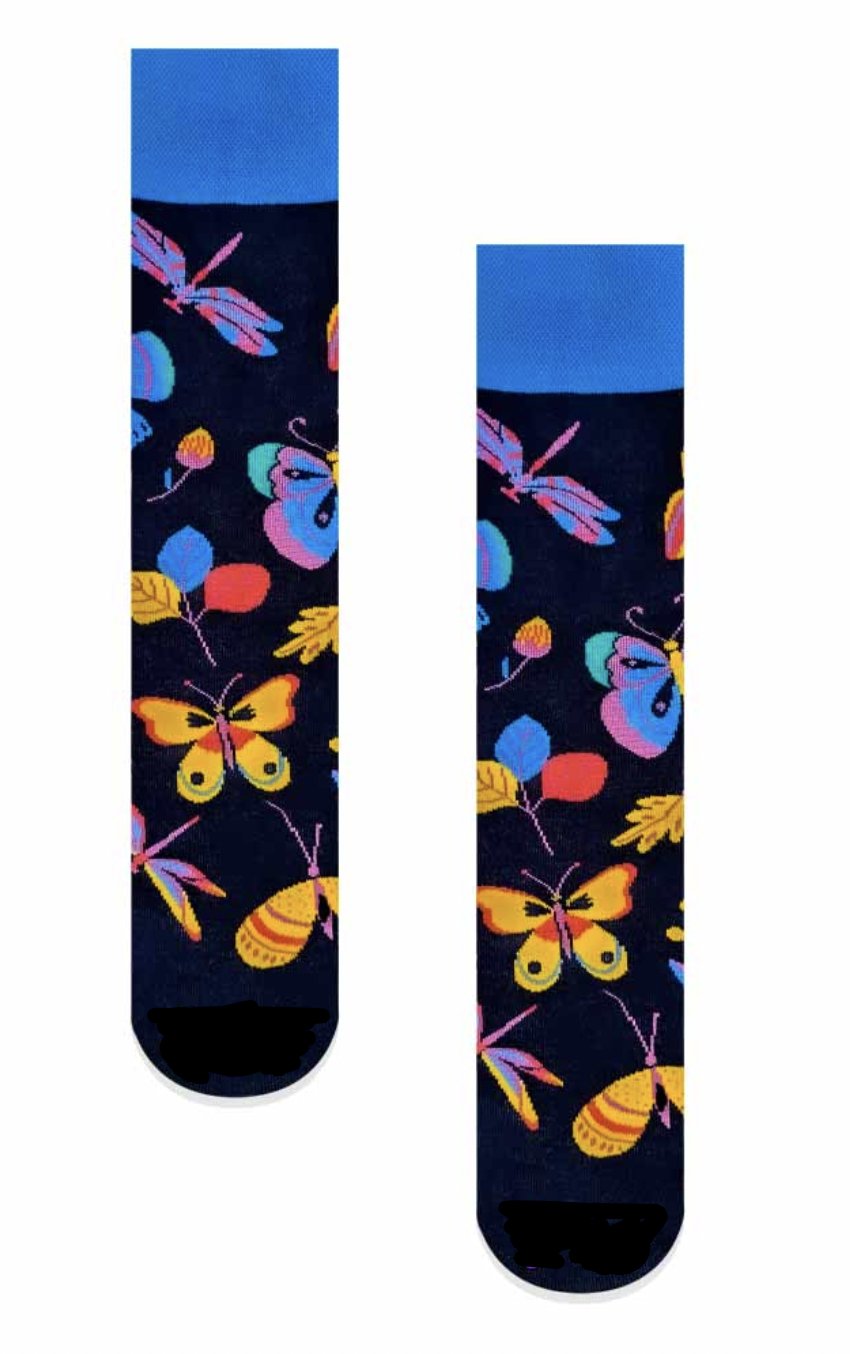 Kelebek Desenli Renkli Kolej Çorap