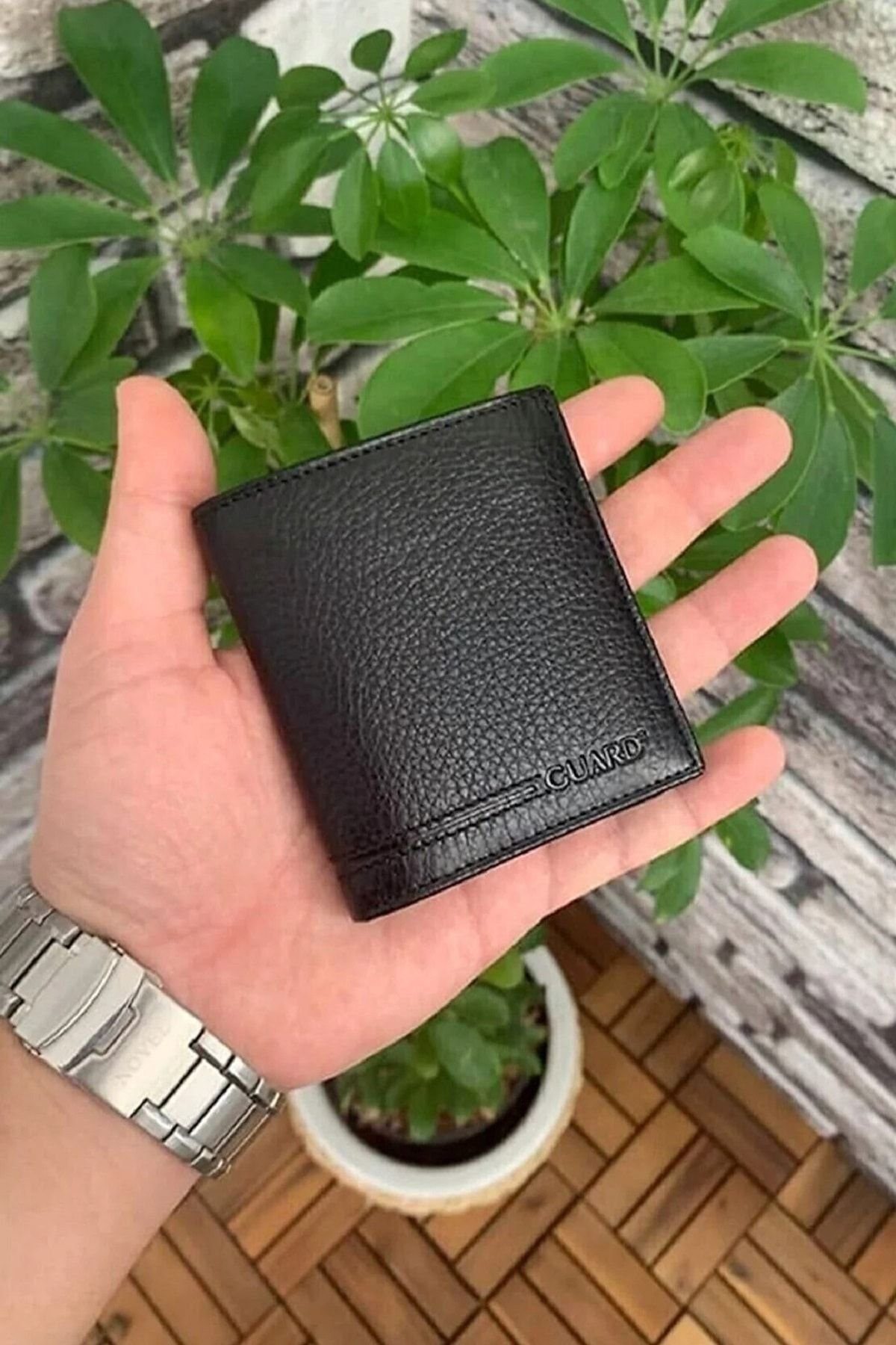 Hakiki Deri Siyah Çok Bölmeli Mini Erkek Cüzdanı (T866)