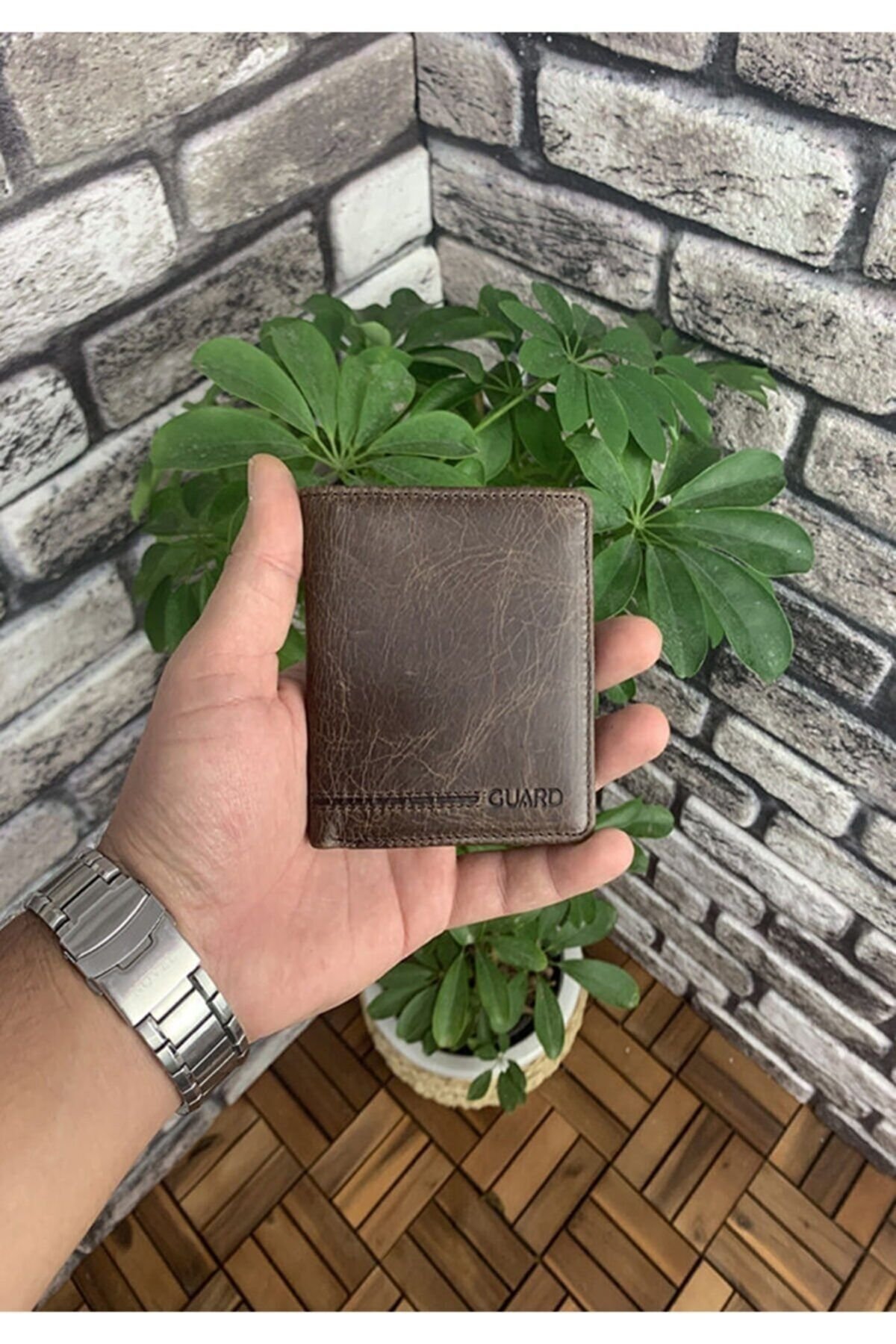 Hakiki Deri Antik Kahve Minimal Spor Erkek Cüzdanı (T1564)
