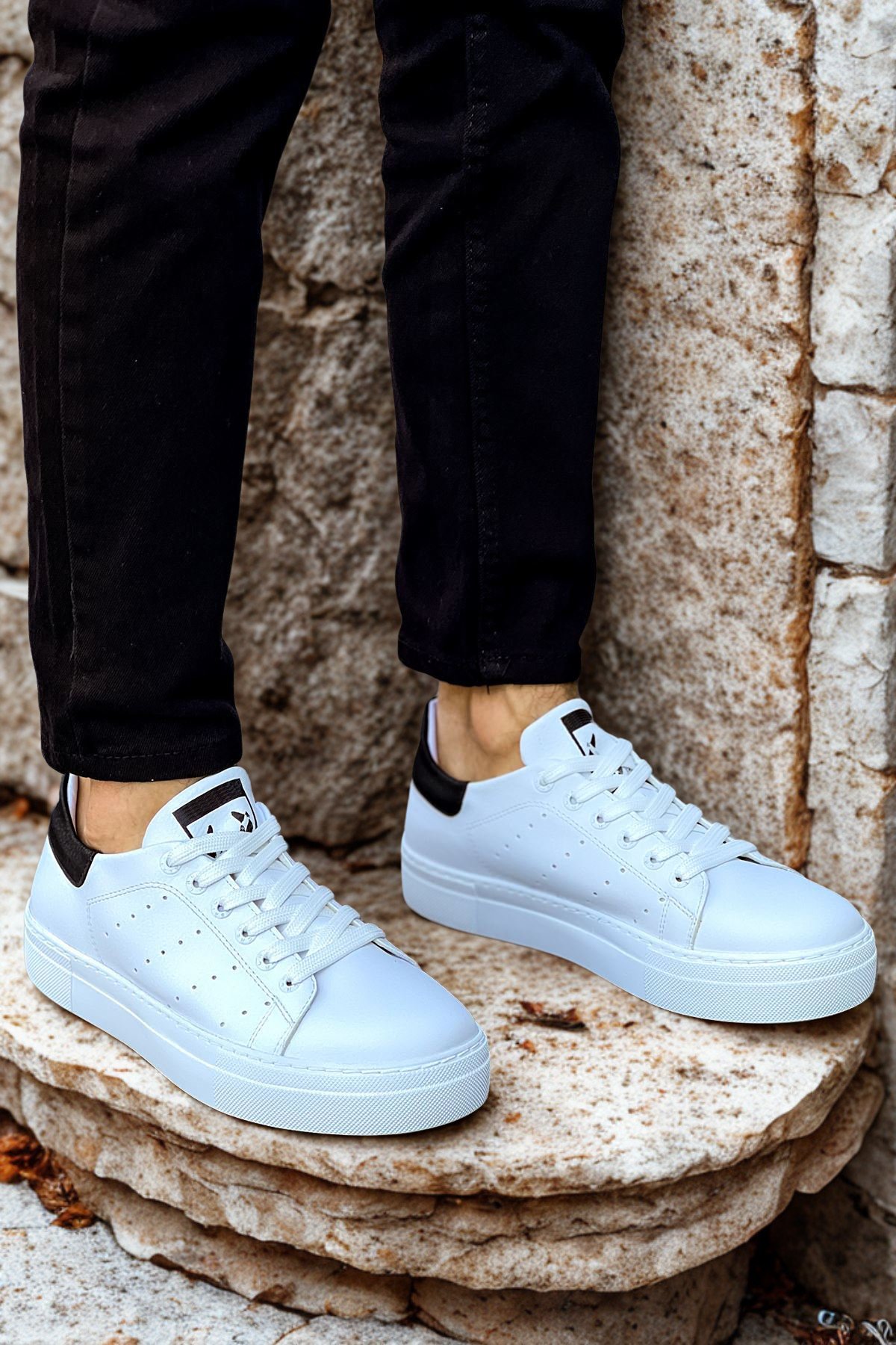 Erkek Beyaz/Siyah Sneaker Ayakkabı-983