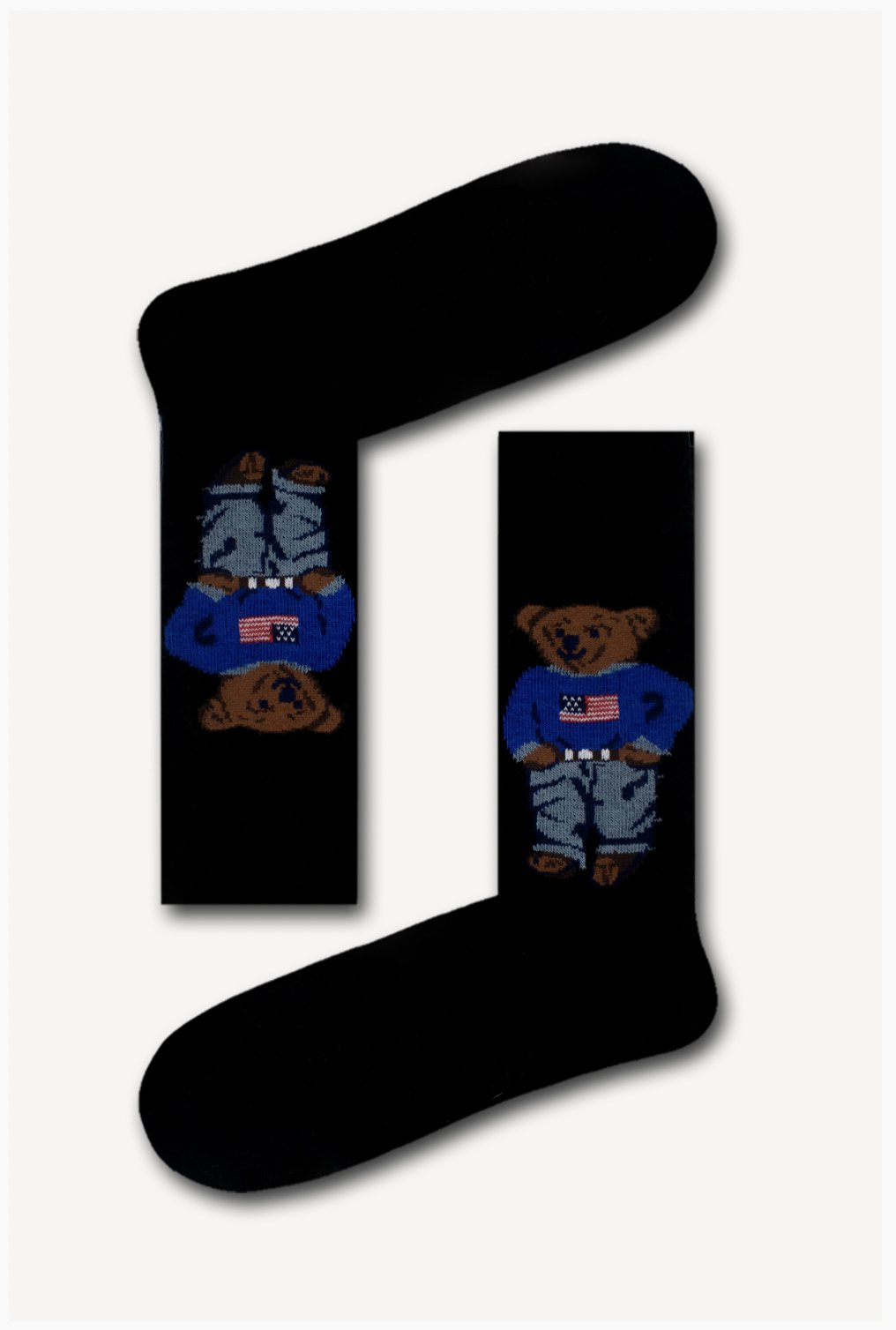 Ralph Lauren Teddy Bear Desen Siyah Unisex Soket Çorap
