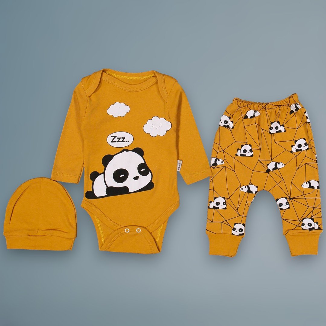 BABY POİNT UYKUCU PANDA MODEL BADİLİ TAKIM ( SARI)