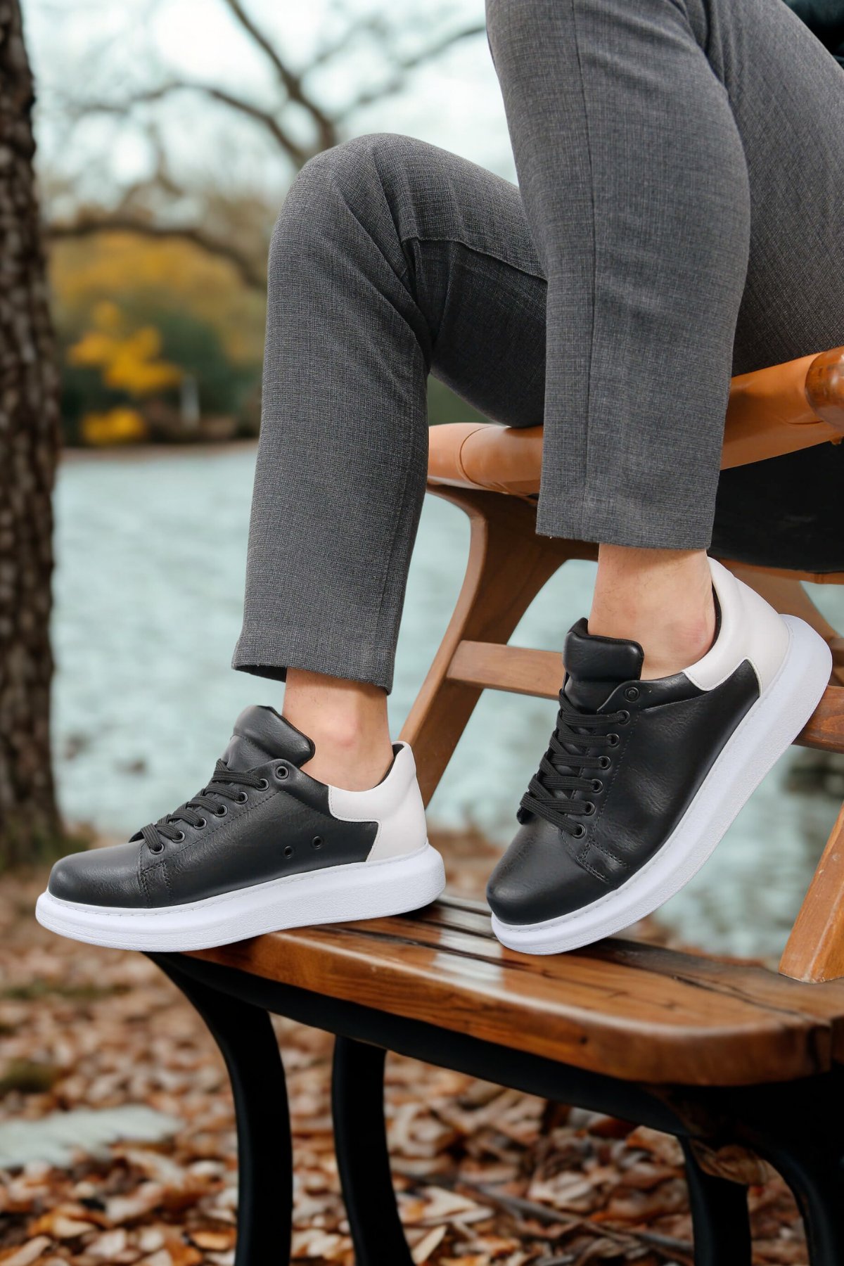 Erkek Sneaker Ayakkabı Siyah/Beyaz MN256