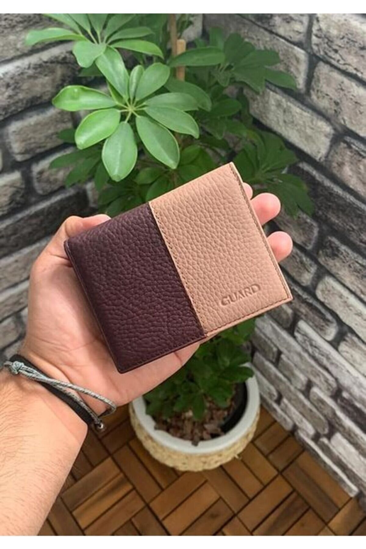 Hakiki Deri Mat Bordo/Gül Kurusu Erkek Cüzdanı (T883)